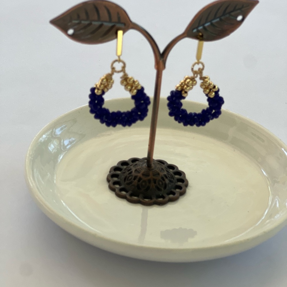 Handmade Sapphire Blue Crystal Earrings - Picture 10 of 10
